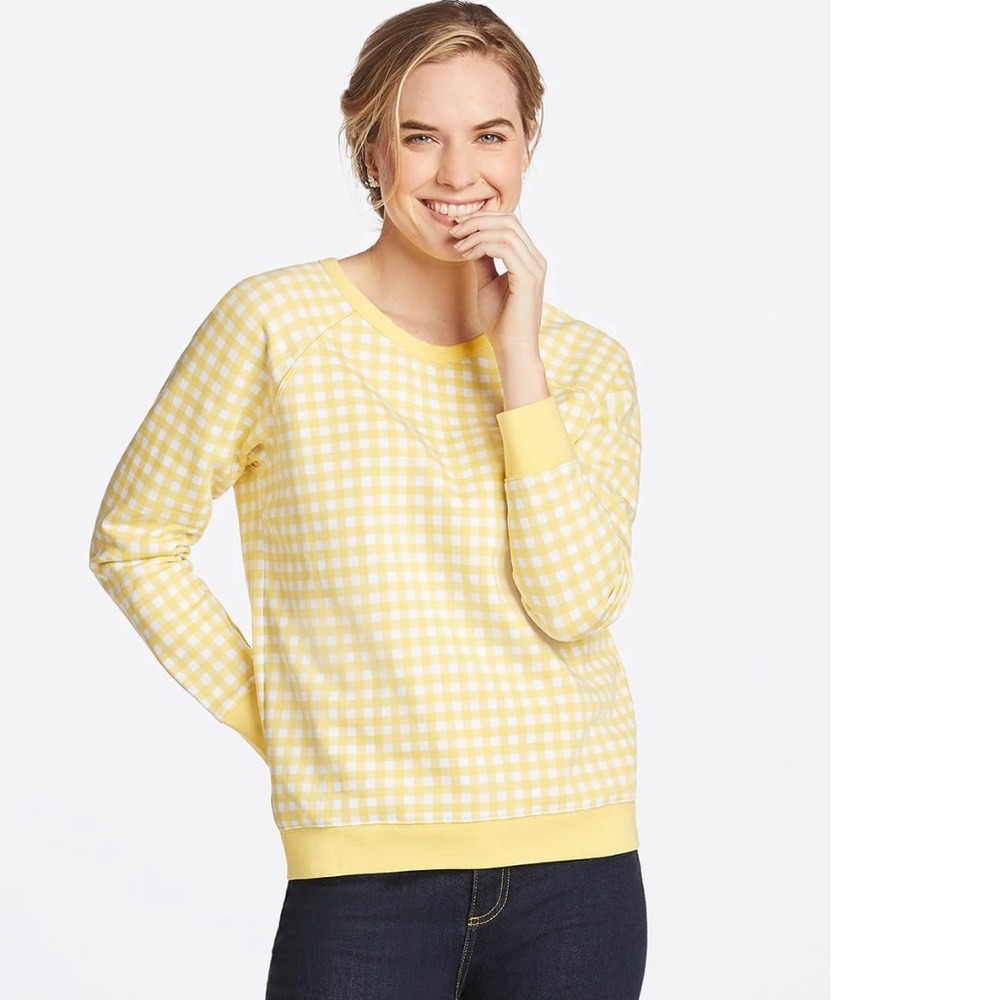 Draper James Natalie Gingham Check Sweatshirt Sm excellent Condition